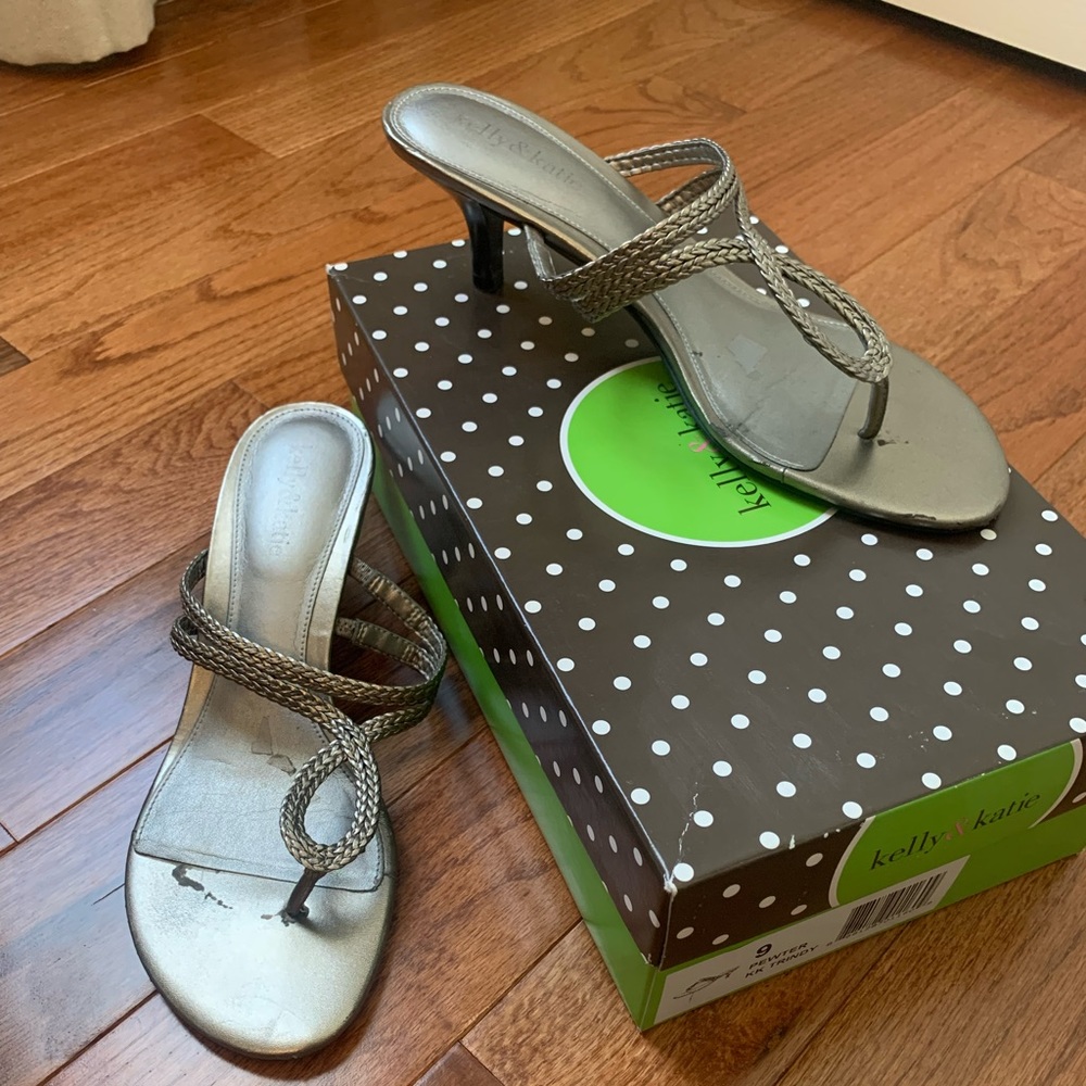 KELLY & KATIE silver braided sandals
